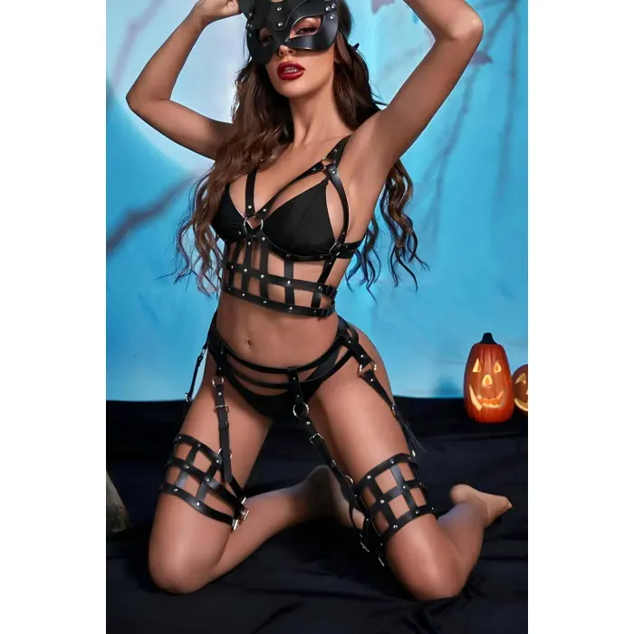 Fantazi Deri Göğüs Ve Jartiyer Harness Takım - Brf846