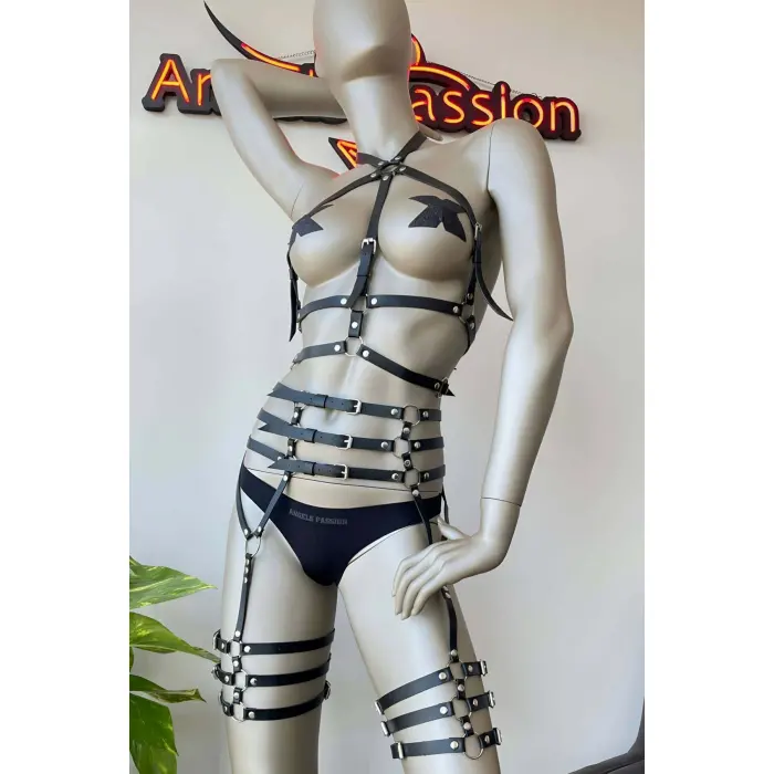 Fantazi Deri İç Giyim Jartiyer Harness - Brf524