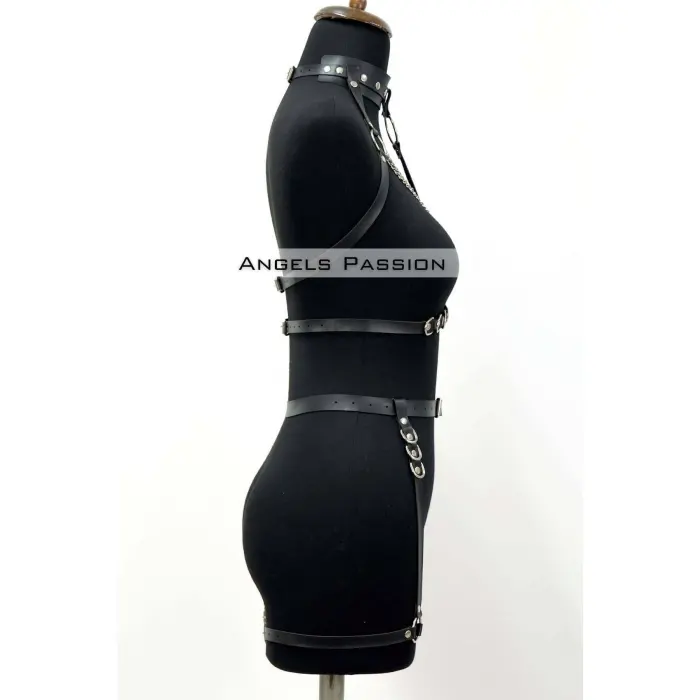 Fantazi İç Giyim Zincirli Erotik Harness Takım - Brf1081