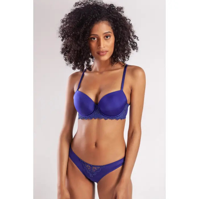 Garland Big Size Plunge Bra, Saks Mavi Konforlu Ve Şık Sütyen
