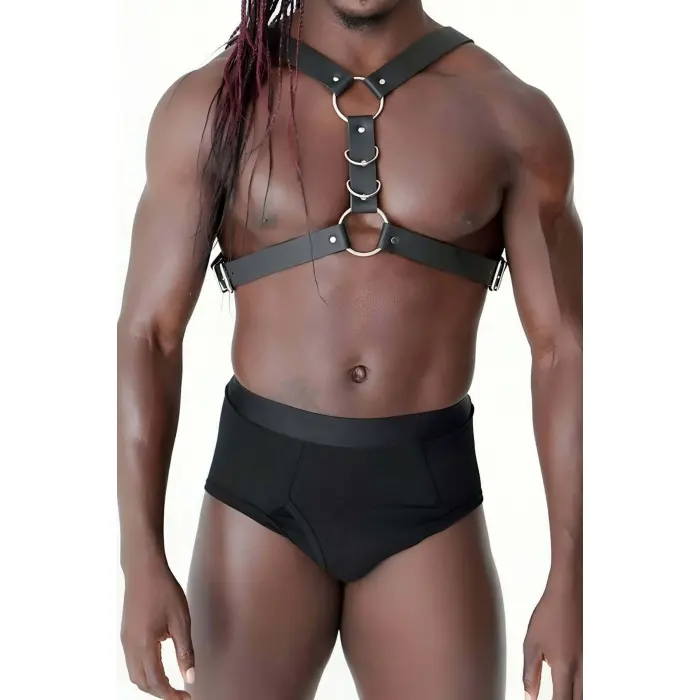 Göğüs Ve Halka Detaylı Erkek  Deri Harness - Brfm85