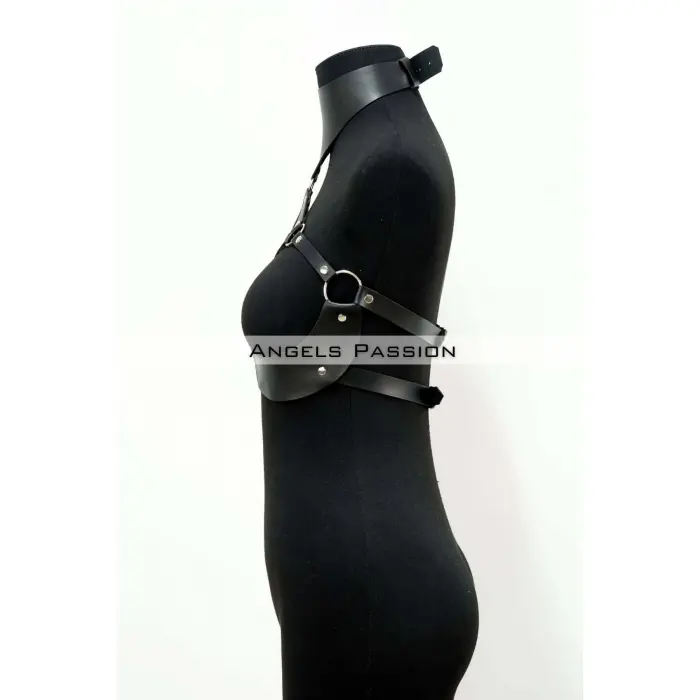 Göğüsleri Açık Deri Fantezi Giyim, Deri Göğüs Harness - Brf1237