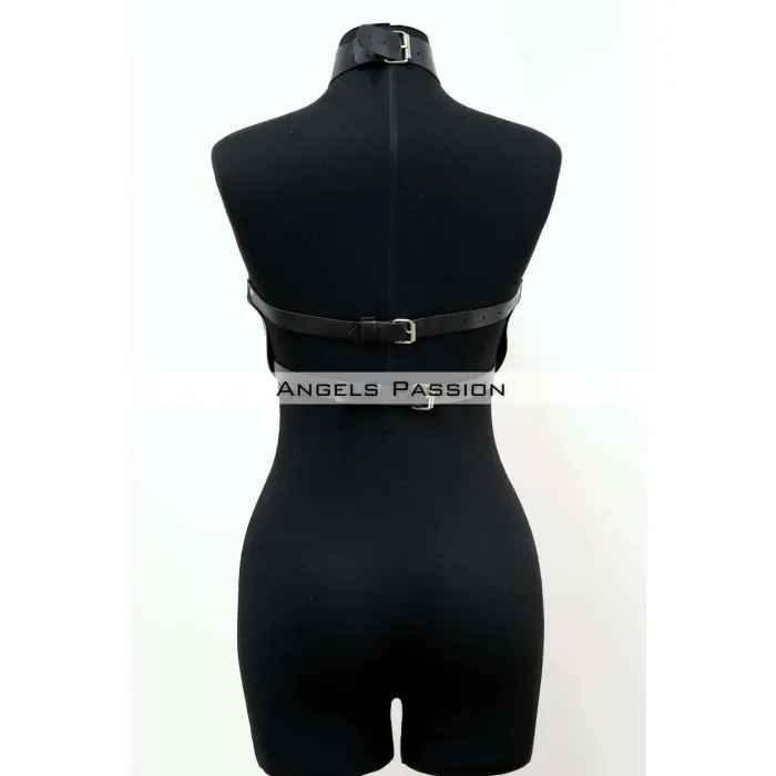 Göğüsleri Açık Deri Fantezi Giyim, Deri Göğüs Harness - Brf1237