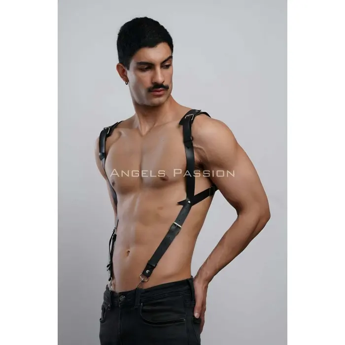 Gömlek Üzeri Erkek  Harness Aksesuar, Omuz Detaylı Deri Harness - Brfm135