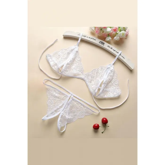 Kadın Beyaz Dantelli Sütyen Külot Takımı