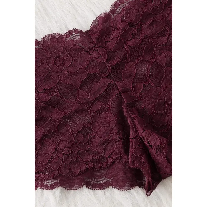 Kadın Bordo Dantelli & Kurdelalı Sütyen Külot Takımı