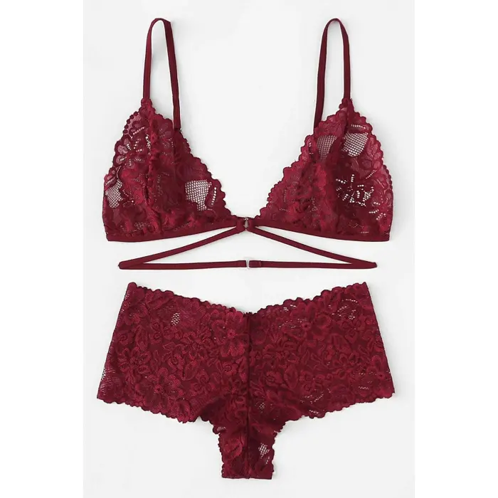Kadın Bordo Özel Şık Sütyen Külot Takımı