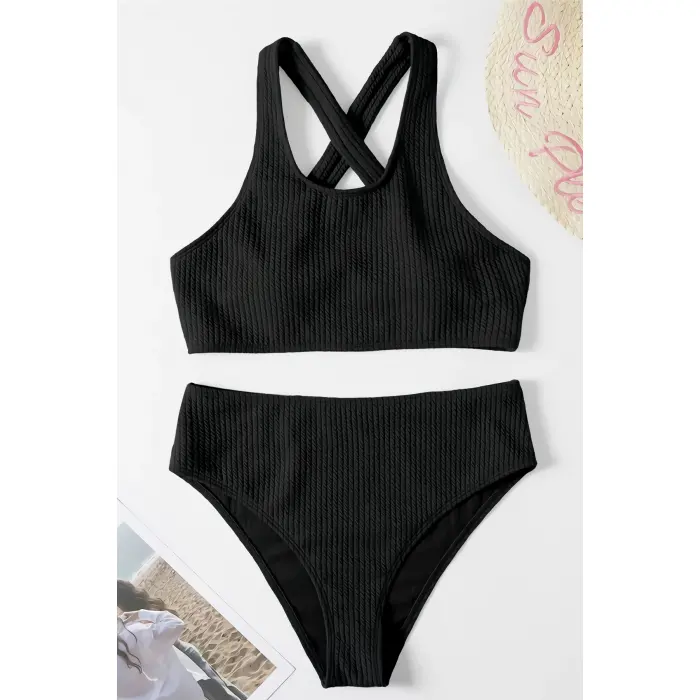 Kadın Siyah Çapraz Sırt Detaylı Iç Çamaşır Takımı