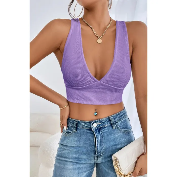 Kadın Siyah Çapraz Sırt Detaylı Şık Crop Top Büstiyer