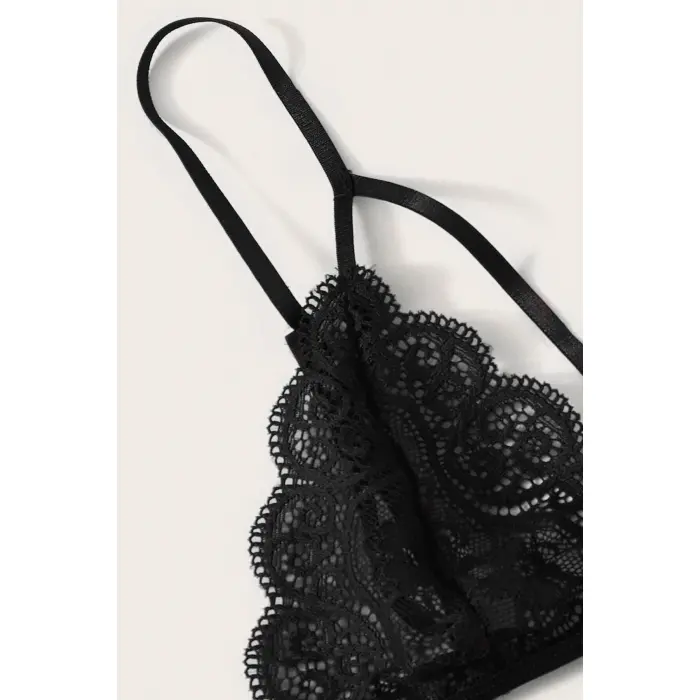 Kadın Siyah Dantel Sütyen Külot Takımı