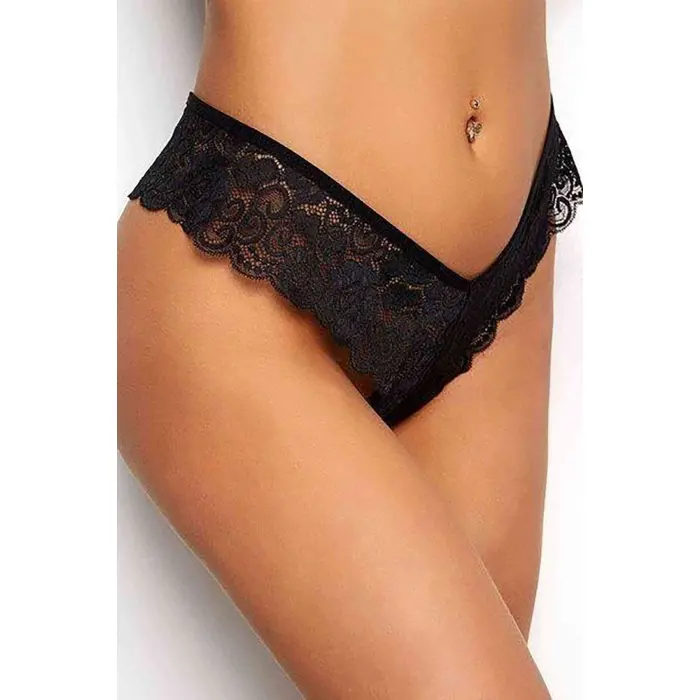Kadın Siyah Dantelli Seksi Külot