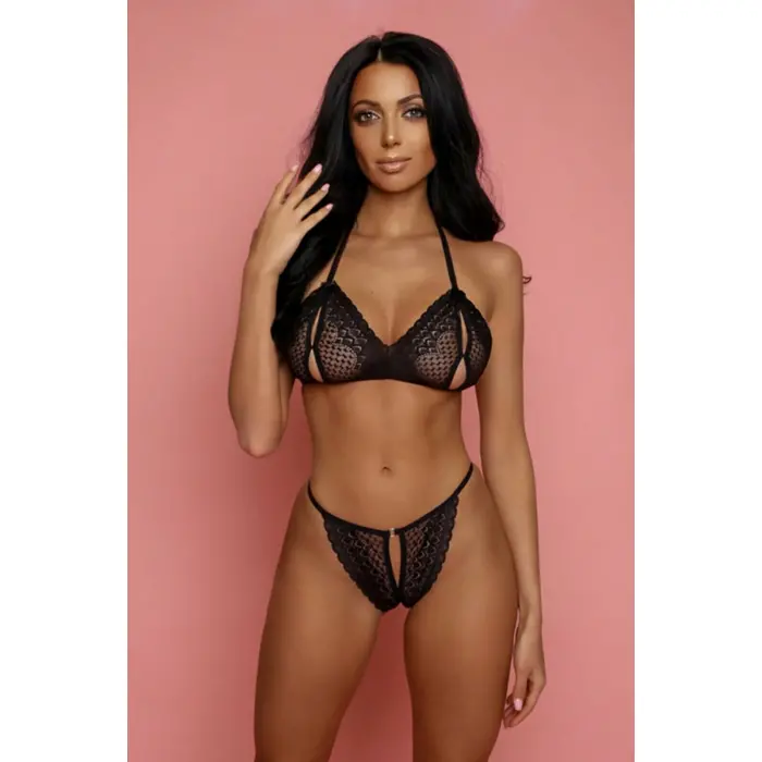 Kadın Siyah Dantelli Seksi Sütyen Takımı