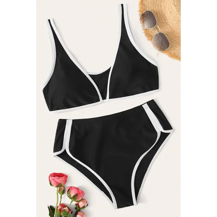 Kadın Siyah Pedli Yüksel Bel Sütyen Külot Takımı