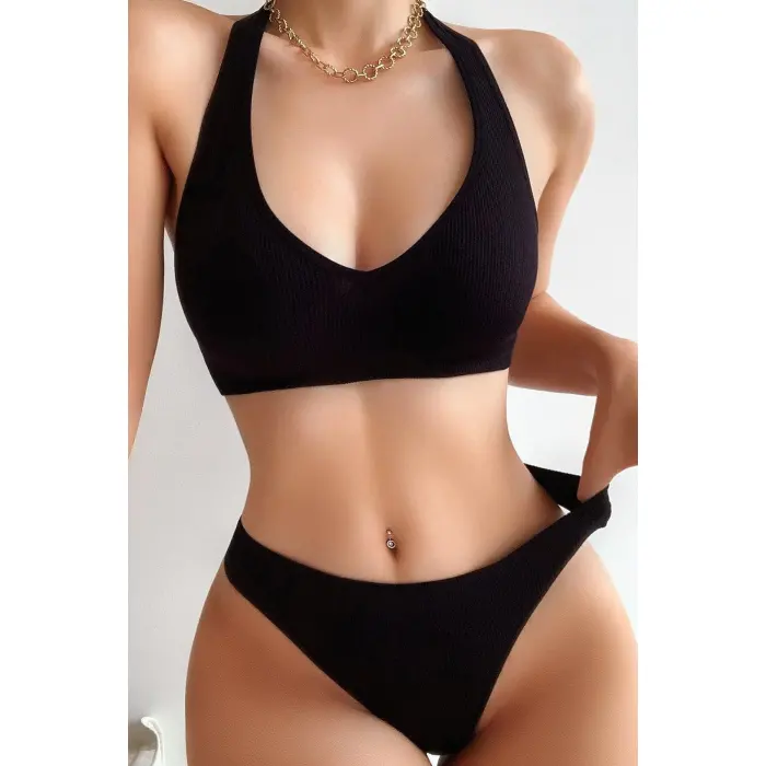 Kadın Siyah Seamless Tanga Sütyen Takım