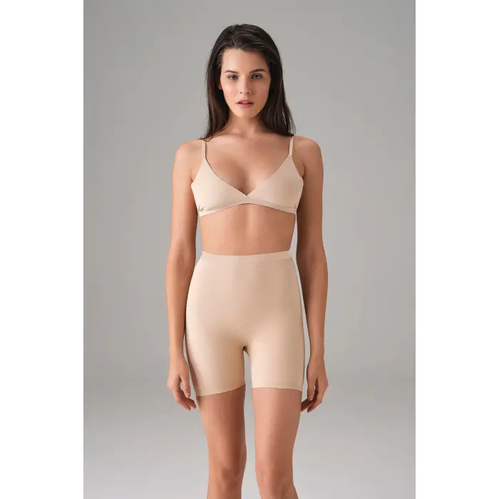 Kadın Ten Dikişsiz Popo Açık Kalça Dikleştirici Kısa Tayt Şort 8303