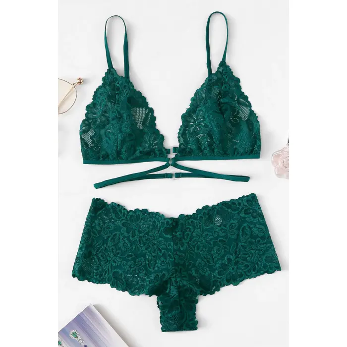Kadın Yeşil Özel Şık Sütyen Külot Takımı