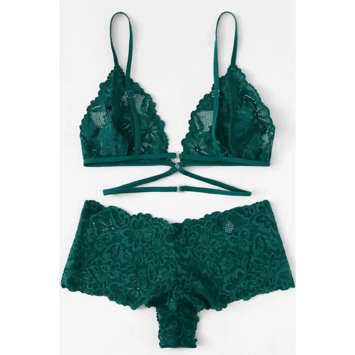Kadın Yeşil Özel Şık Sütyen Külot Takımı