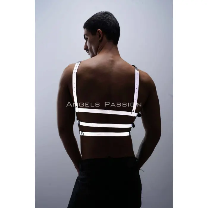 Karanlıkta Parlayan - Reflektörlü Erkek  Göğüs Harness, T-shirt Üzeri Harness - Brfm38