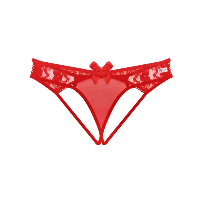 Kırmızı Dantelli Arkası Açık Fantezi Külot Tanga