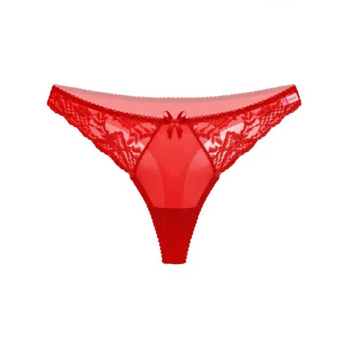 Kırmızı Dantelli Fantezi G String Külot
