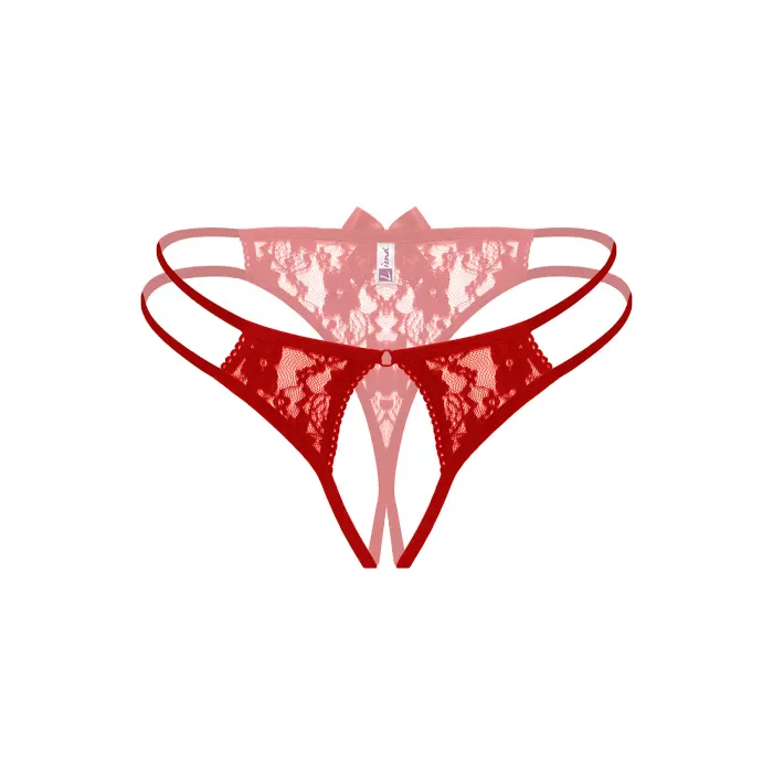 Kırmızı Dantelli Önü Açık Fantezi Külot