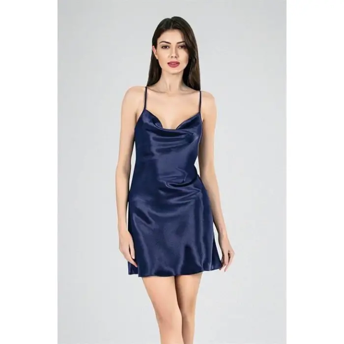 Kısa Gecelik Degaje  Lacivert 7740