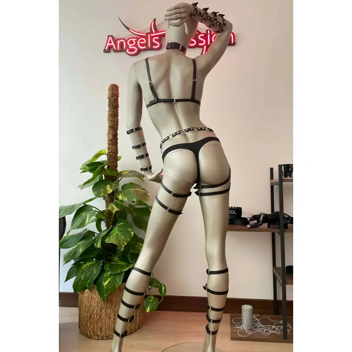 Kol Ve Bacak Deri Detaylı Full Harness Takım