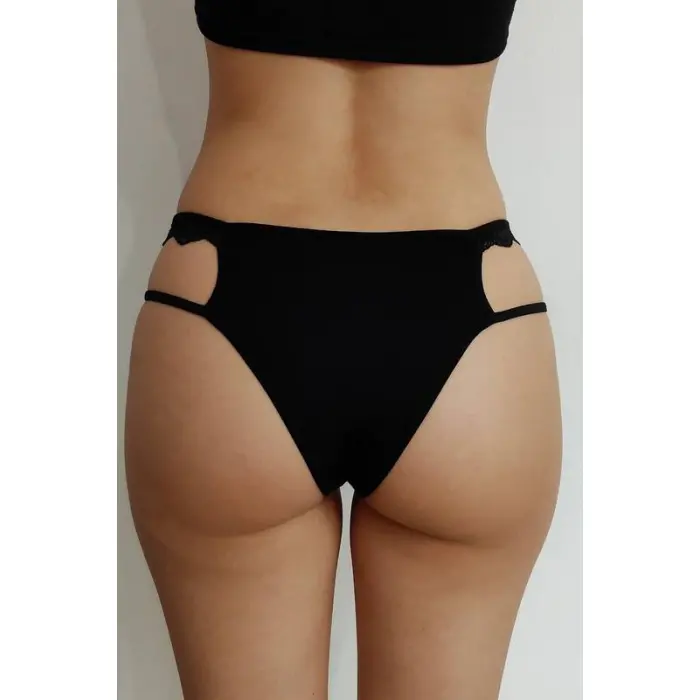 LYYN Alev Kırmızısı Dantel Detaylı Seksi Külot