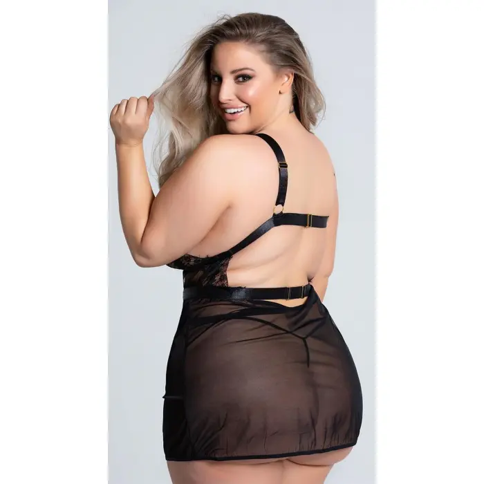 LYYN Arias Closet Özel Tasarım Büyük Beden Göğüs Altı Şeritli Askılı Fantezi Gecelik