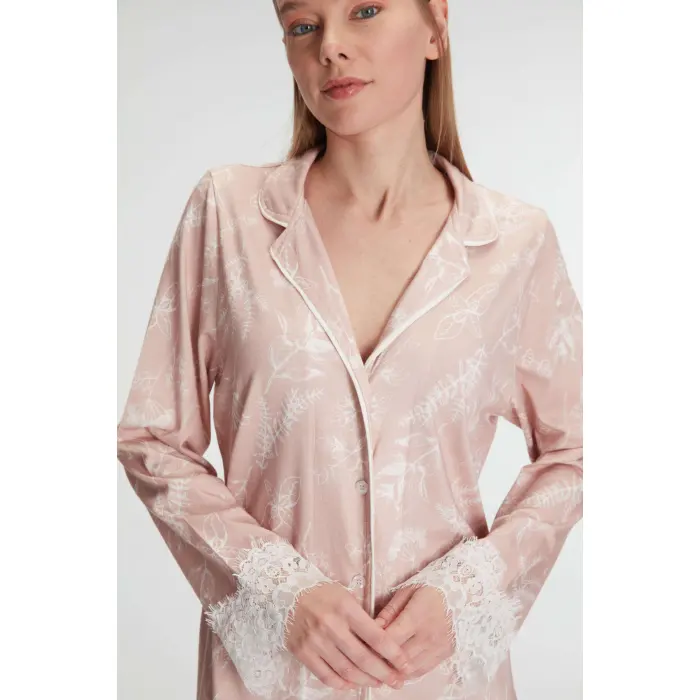 LYYN Cotton Modal Uzun Kol Gecelik