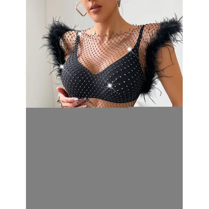 LYYN Crop Elbise  Tüylü.