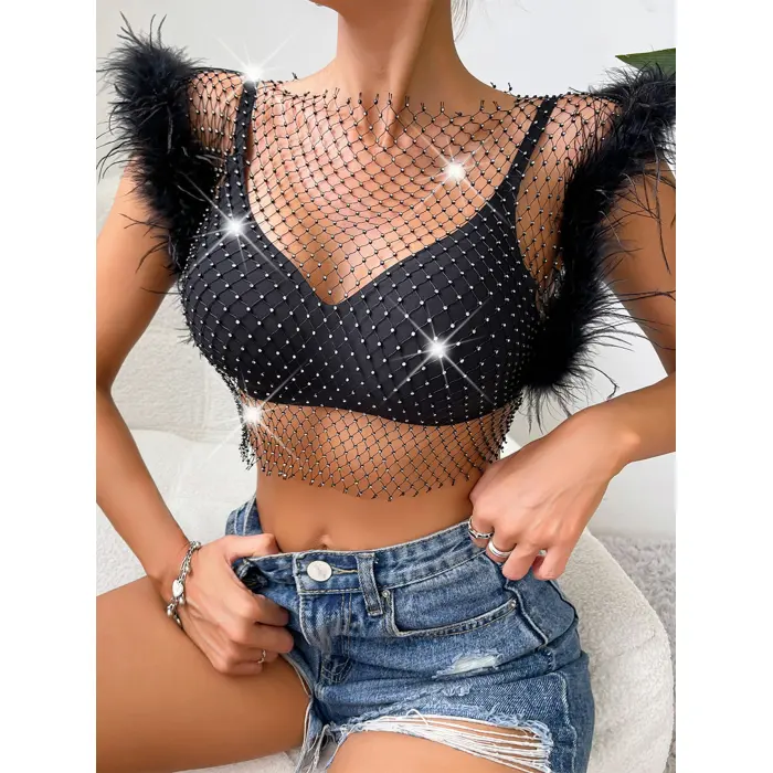 LYYN Crop Elbise  Tüylü.