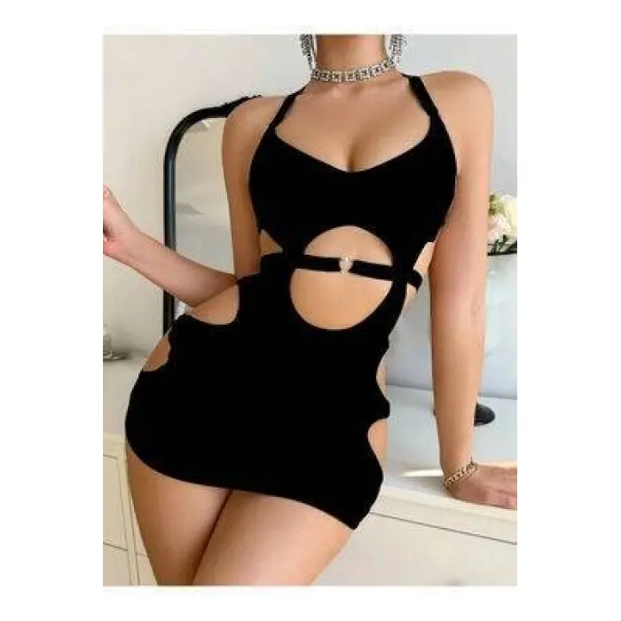 LYYN Desenli Transparan Mini Elbise