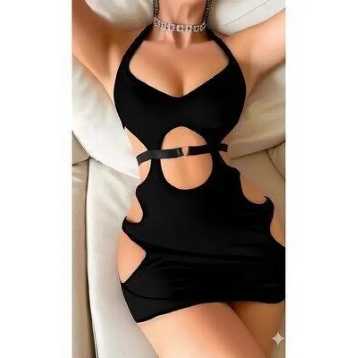 LYYN Desenli Transparan Mini Elbise