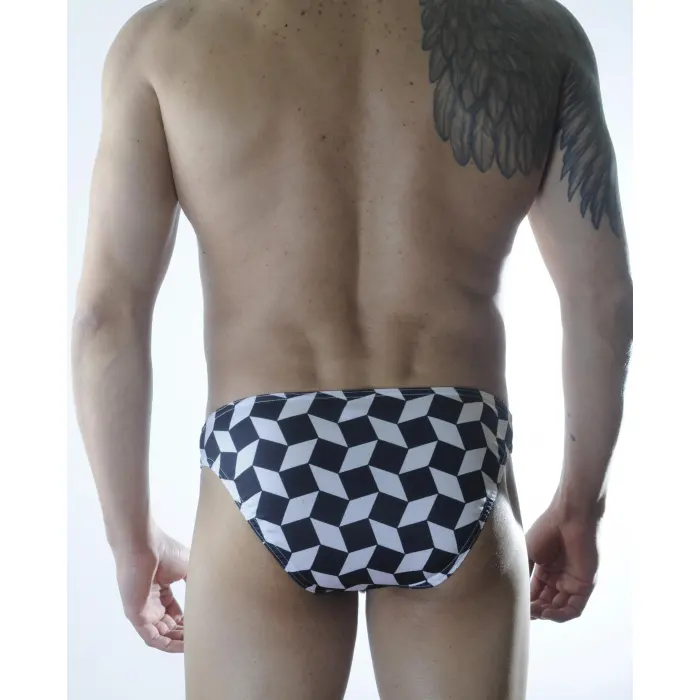 LYYN Erkek 3d Küp Desenli Slip Çamaşır