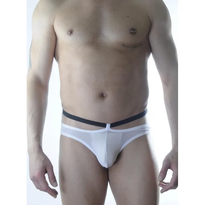 LYYN Erkek Beyaz Tül Fantezi Slip İç Çamaşırı