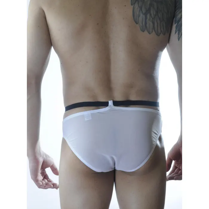 LYYN Erkek Beyaz Tül Fantezi Slip İç Çamaşırı