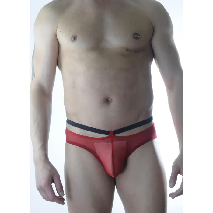 LYYN Erkek Kırmızı Tül Fantezi Slip İç Çamaşırı