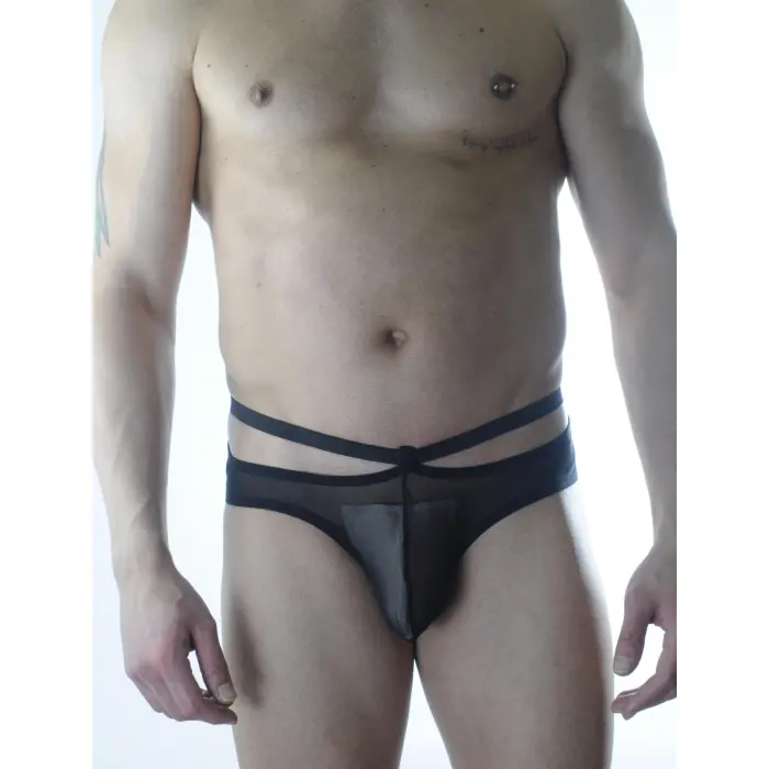 LYYN Erkek Siyah Tül Fantezi Slip İç Çamaşırı