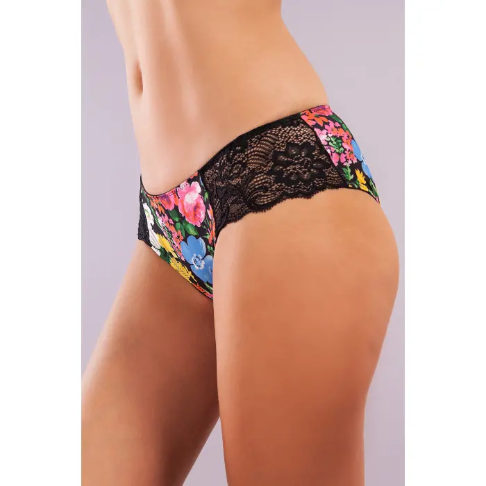 LYYN Golshan Garden Boy Short, Kadın Dantelli Çiçek Baskılı Şort Külot