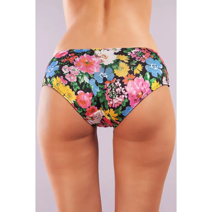 LYYN Golshan Garden Boy Short, Kadın Dantelli Çiçek Baskılı Şort Külot