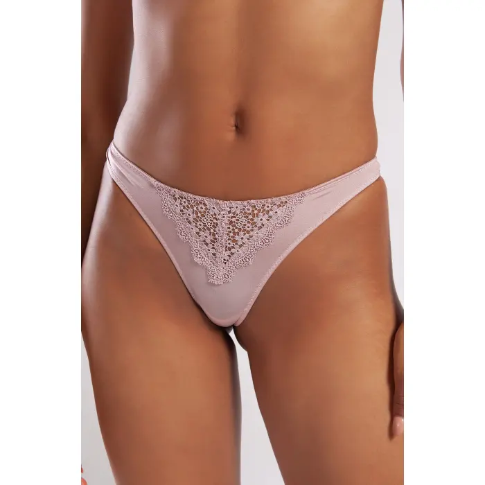 LYYN Golshan Garland Mini String, Kadın Güpürlü Açık Pembe Külot