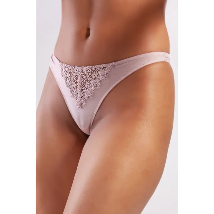 LYYN Golshan Garland Mini String, Kadın Güpürlü Açık Pembe Külot