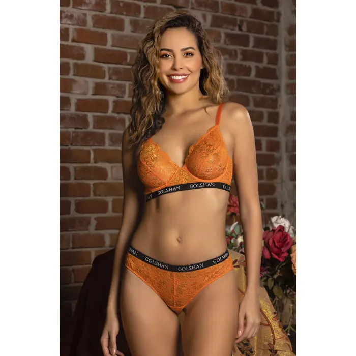 LYYN Golshan Gaudi Brazilian Slip, Kadın Dantel Brezilyan Turuncu Külot