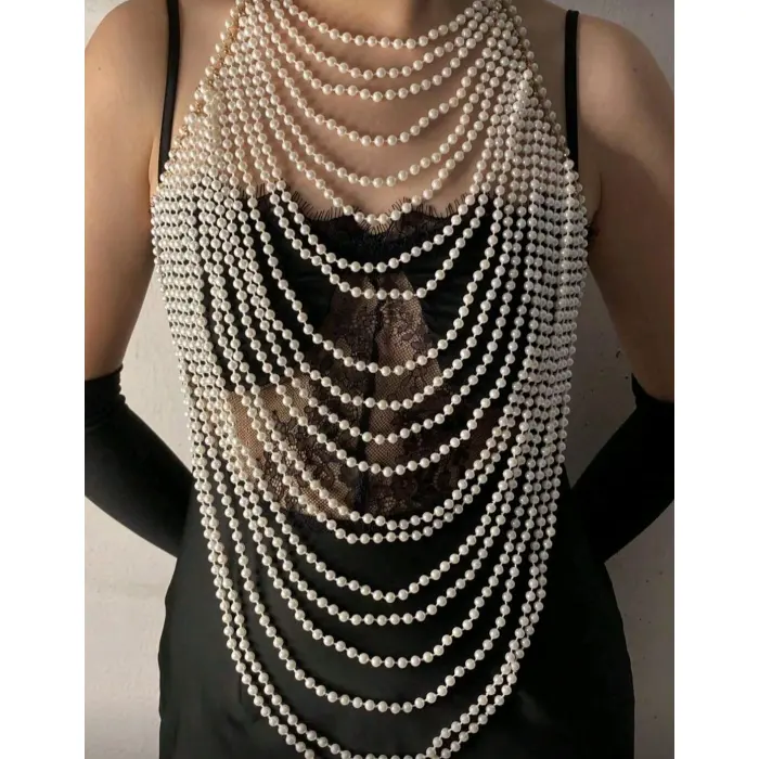 LYYN İncili Seksi Vücut Aksesuarı , Şık Bustiyer