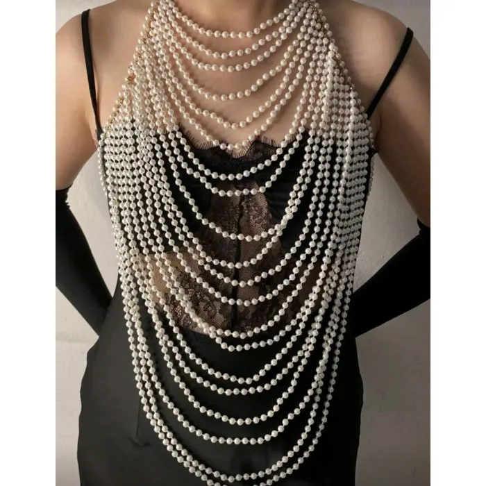 LYYN İncili Seksi Vücut Aksesuarı , Şık Bustiyer