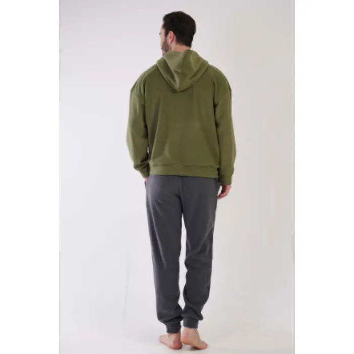 LYYN K304159 Polar Kapşonlu Düşük Omuz Erkek Pijama