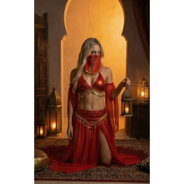 LYYN Kadı Kaliteli Peçeli Seksi Dansöz Kostümü Erotik Çekici Çengi Fantezi Oryantal Asena Kıyafeti