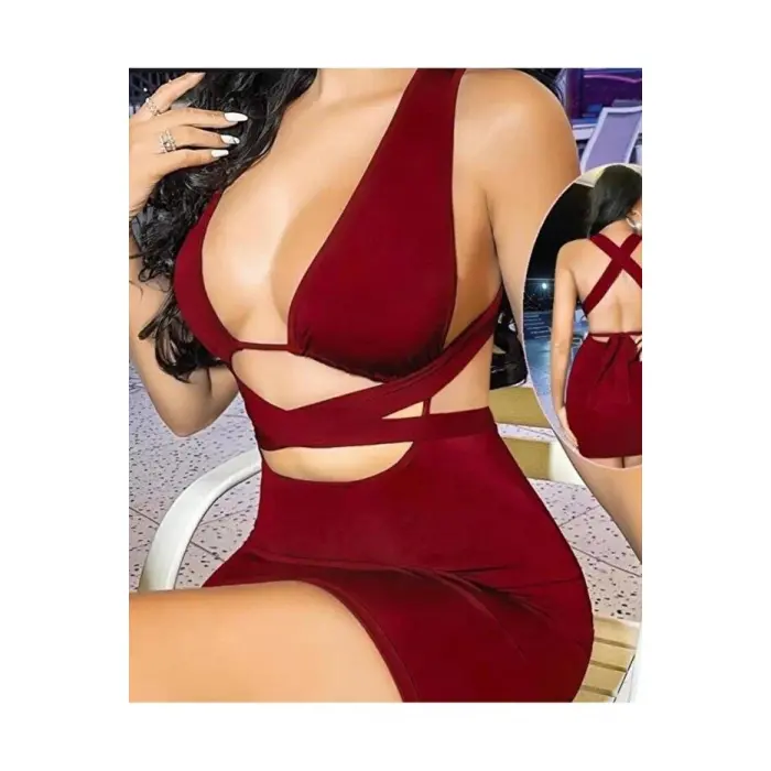 LYYN Kadın Kahverengi Elbise Fantezi 5080