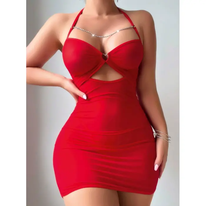 LYYN Kadın Kırmızı Tül Zincir Fantezi Kostüm 2177